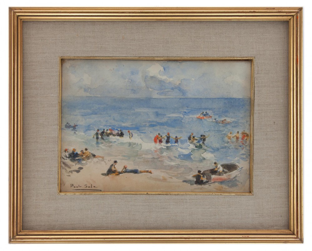 paolo sala: Bagnanti sulla spiaggia di Albenga